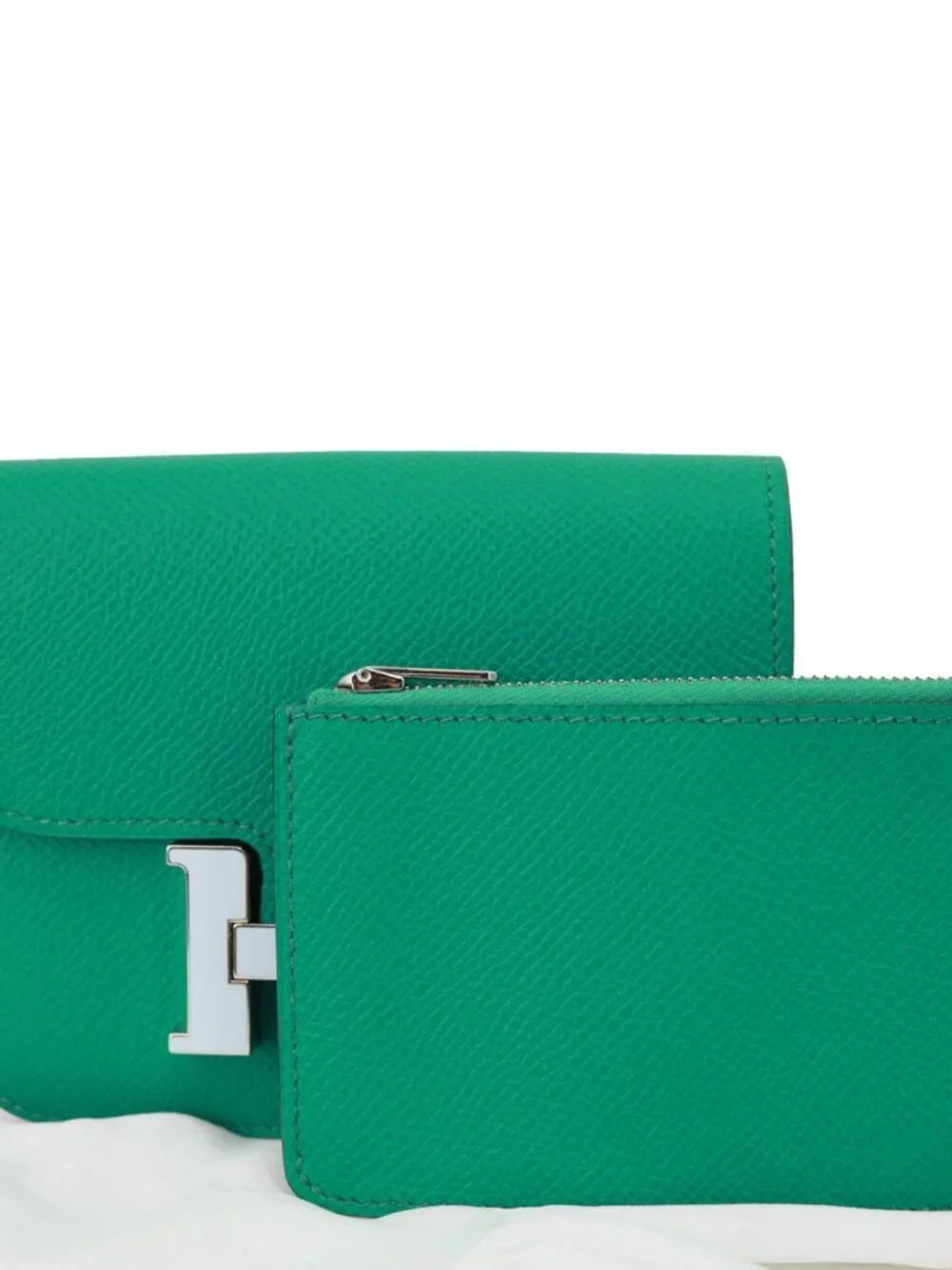 Hermes Constance Slim Grained Calfskin Leather Wallet Vert Vertigo